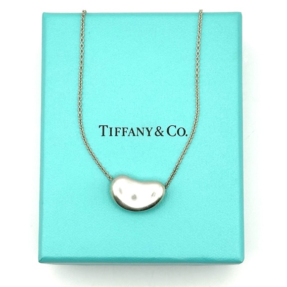 Tiffany & Co Elsa Peretti Silver Bean Pendant Necklace - Picture 1 of 12